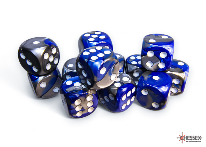 Gemini Blue-Steel/white 16mm d6 Dice Block (12 dice) - CHX26623